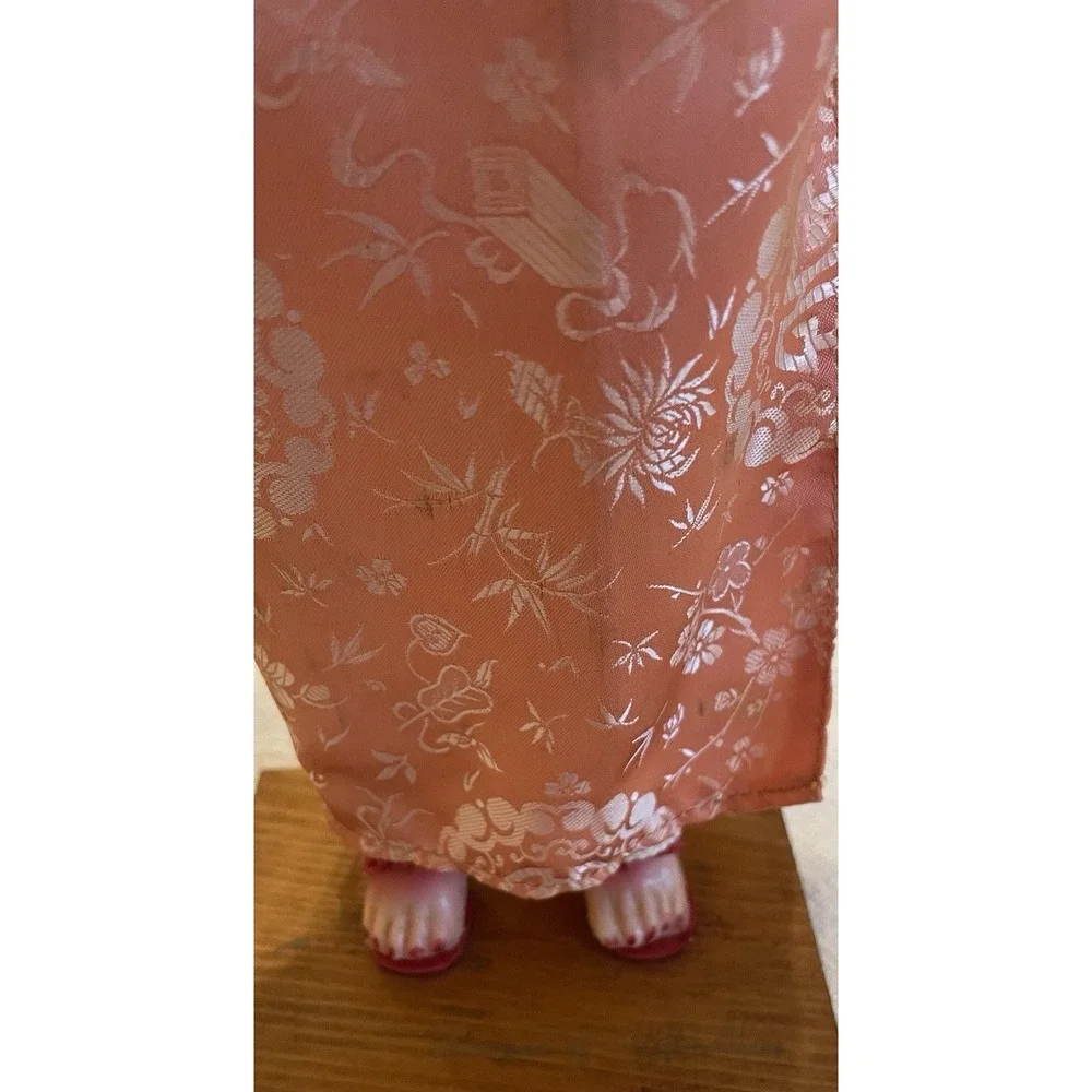 Vintage 1960's Vietnamese Doll Ao Dai Conical Hat Wood Stand‎ Asian Folk Art